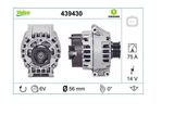 ALTERNADOR VALEO NISSAN PLATINA KANGOO 12V 75A  439430  LESTER 21397     CODIGO 02323