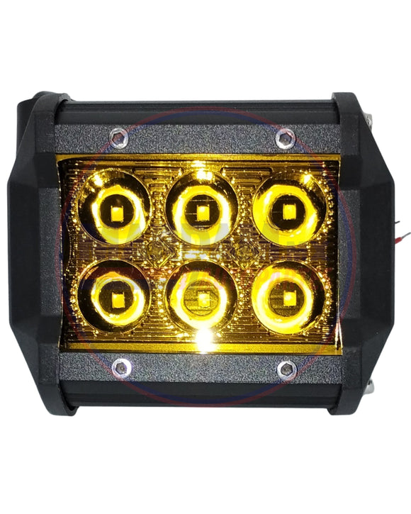FARO LED BARRA 12/24V   6 LEDS AMBAR SPOT MEDIDAS: 9,5CM X 7CM X 6,5CM CODIGO BAR18AMB