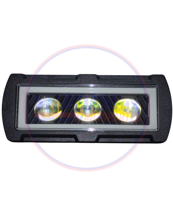 FARO LED RECTANGULAR 12/24V   3 LEDS AMBAR BLANCO  STROBO Medidas:12,5cm x 7cm x 6,5cm CODIGO DJ1115BAF