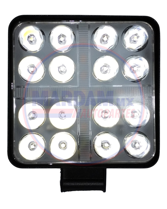 FARO LED CUADRADO 12/24V 16 LEDS BLANCO Y AMBAR ESTROBO CODIGO LED-FARO034-2