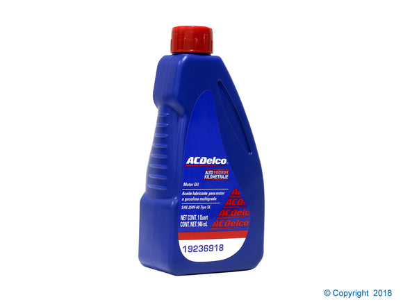 ACEITE MOTOR   25W60 LITRO  ALTO KILOMETRAJE    AC DELCO    CODIGO 19236918