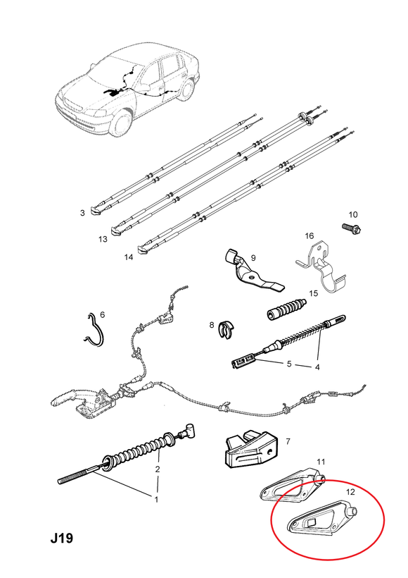 SOPORTE CHEVROLET TORNADO 07 DER CHICOTE FRENO DE MANO     CODIGO 24461841