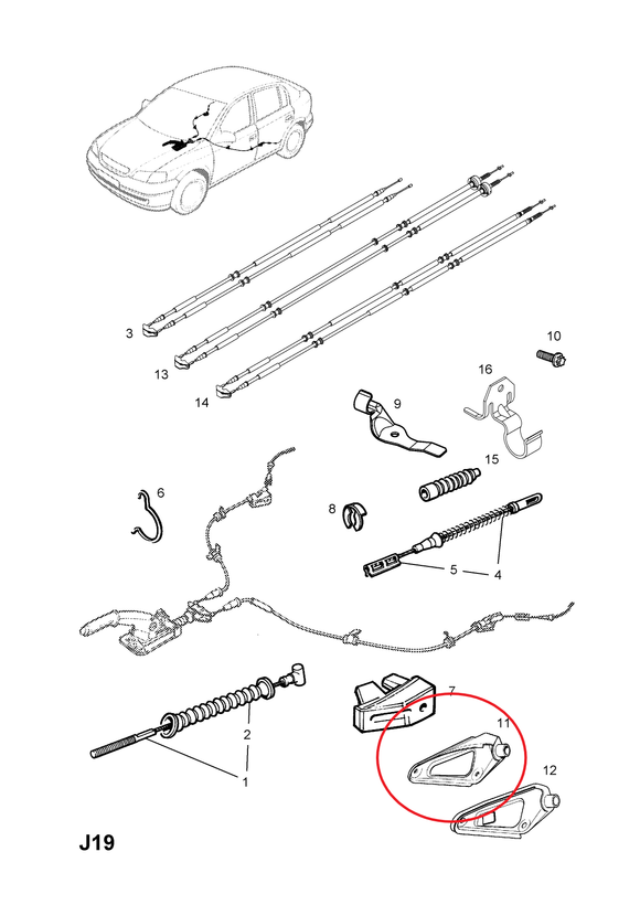 SOPORTE CHEVROLET TORNADO 07 IZQ CHICOTE FRENO DE MANO     CODIGO OVER-9127483