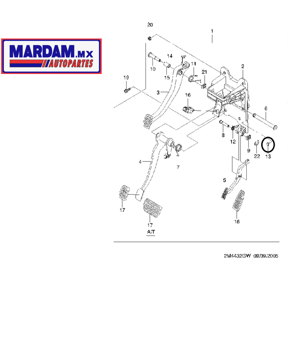 PERNO CHEVROLET PEDAL MATIZ SPARK       CODIGO 96590813