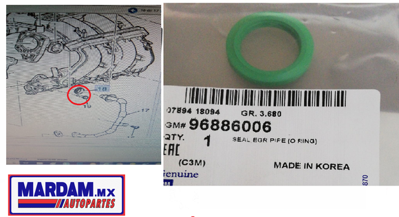 EMPAQUE CHEVROLET  SPARK  M300 1.0L 1.02L  03/17 SUPERIOR    CODIGO 96896001