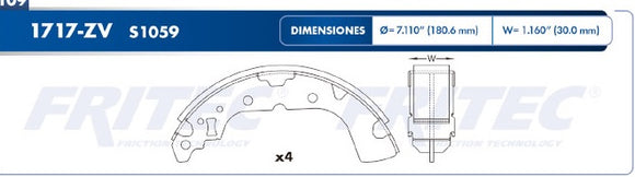 BALATAS MITSUBISHI  MIRAGE TRASERA 15/17    CODIGO 1717-1059