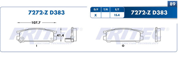 BALATAS MITSUBISHI  LANCER  OUTLANDER ECLIPSE CHRYSLER TRASERA  00/14  7272-D383  CODIGO   7272-D383