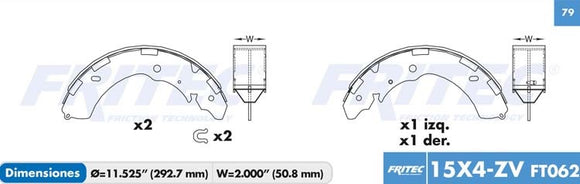 BALATAS MITSUBISHI  TAMBOR  L4 2.5  16  CODIGO OW-15X4-ZV