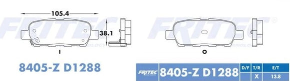 BALATAS NISSAN INFINTI EX35 RENAULT   TRASERA  08/17    CODIGO SPC-8405-Z-D1288