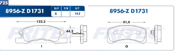 BALATAS MITSUBISHI  MIRAGE DELANTERA    CODIGO  8959-D1731