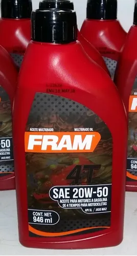 ACEITE MOTOR   20W50 LITRO  MULTIGRADO   FRAM     CODIGO 20022