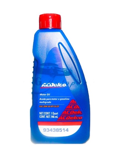 ACEITE MOTOR   20W50 LITRO  MULTIGRADO 19237997   AC DELCO    CODIGO 93438514