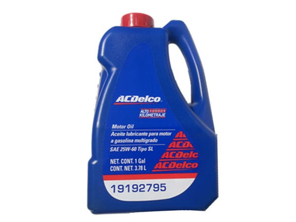 ACEITE MOTOR   25W60 GALON  ALTO KILOMETRAJE    AC DELCO    CODIGO 19192795