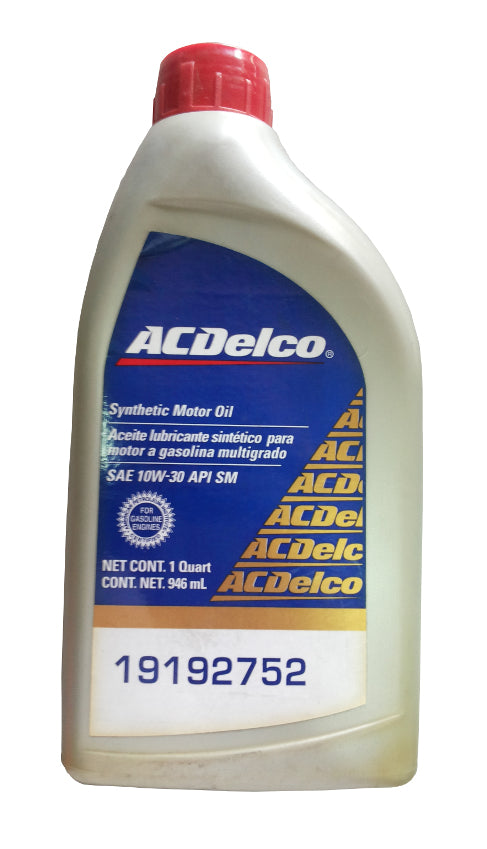 ACEITE MOTOR   10W30 LITRO SINTETICO   AC DELCO        CODIGO 19192752