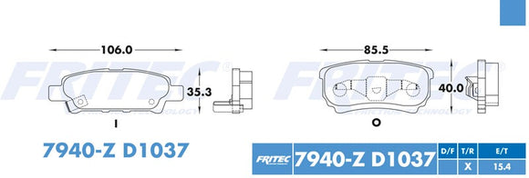 BALATAS MITSUBISHI  LANCER TRASERO 11/12 7940-Z-D1037     CODIGO   SPC-7940-Z-D1037