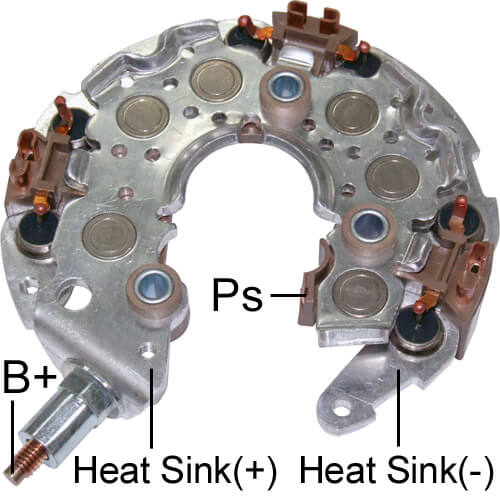 PORTA DIODO ALTERNADOR   DENSO TOYOTA CHRYSLER 117MM 12V 130A     INR422       CODIGO 26243