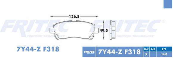 BALATAS TOYOTA AVANZA  DELANTERA SPC-7Y44-Z  07/08  CODIGOSPC-7Y44-Z-F318