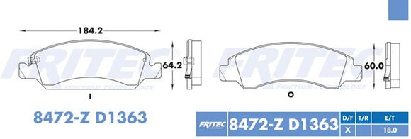BALATAS CHEVROLET SILVERADO SIERRA 1500 YUKON SAVANA  DELANTERA  09/14   SPC-8472-Z    CODIGO SPC-8472-Z-D1363